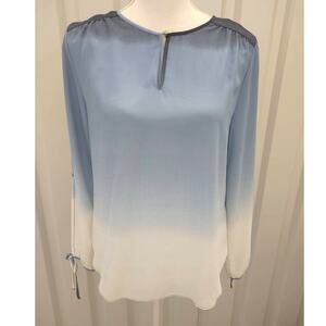 est. 1946 Castaway Ombre Keyhole Long Sleeve Pullover Top Blue White Small